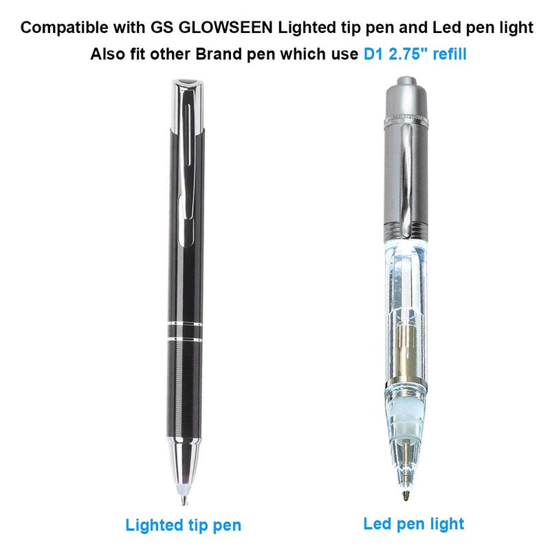 GS GLOWSEEN GS GLOWEEN 2.75 inch Fine Point Ballpoint Pen Refills for Twist Pens Use Metal D1 Refills, Such As Multi-Tool/Tactical Pen/Crystal Diamond Gift Pen/Light Tip Led Pens - Blue Ink (Pack of 12) - Image 4